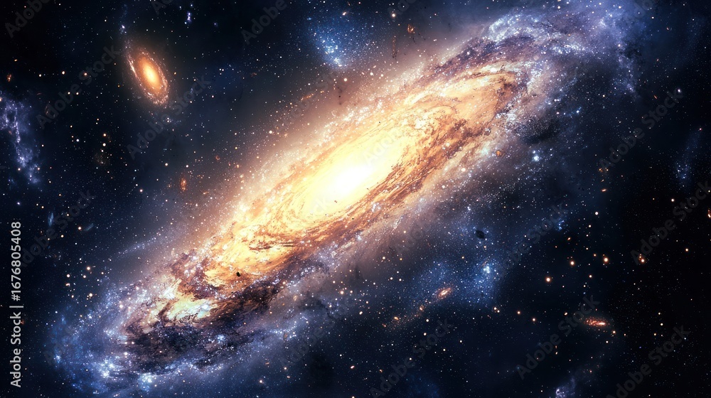 Fototapeta premium A cosmic scene with galaxies colliding
