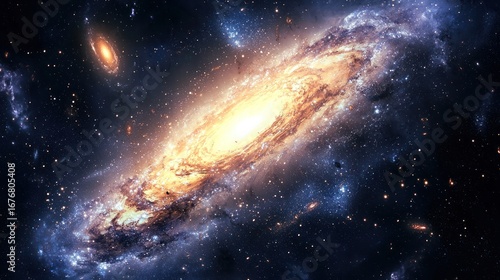 A cosmic scene with galaxies colliding