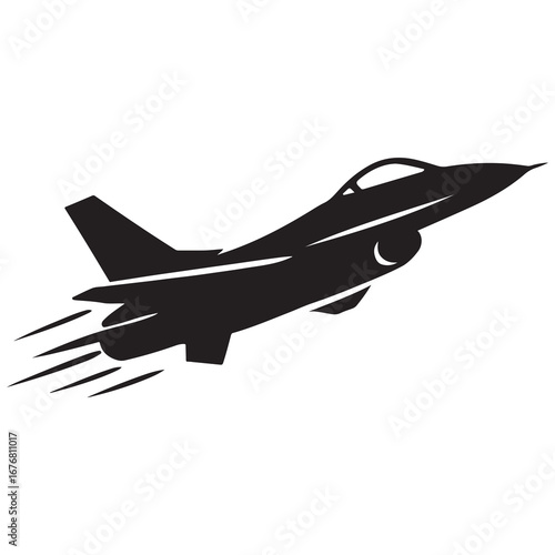 Fighter Jet Icon Vector Silhouette Illustration