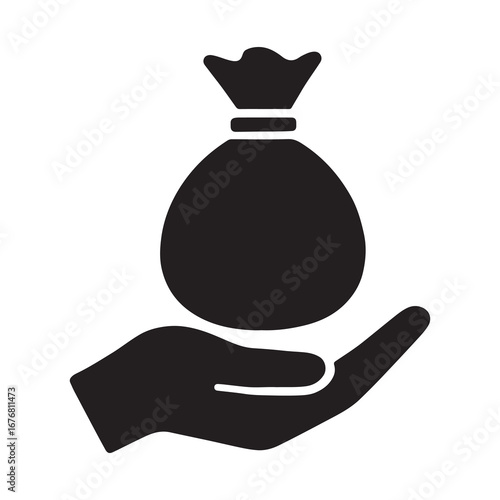 Money Bag in Hand Icon for Finance and Business Design