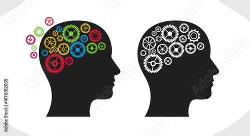 Visualizing cognitive processes the interplay of thought mechanics and creative ideation within human minds represented by gears