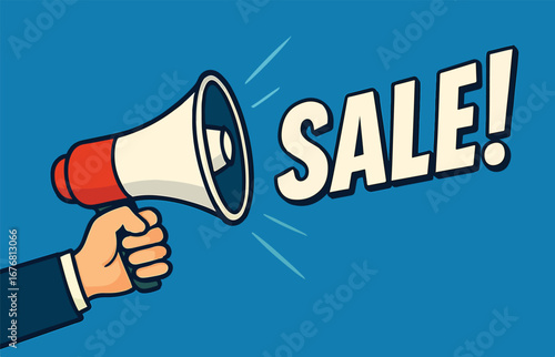 Megaphone Sale Announcement Vector Poster Illustration