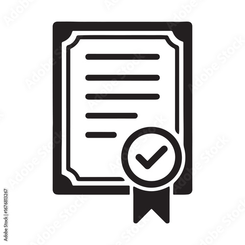 Certificate Document Approval Check Mark Icon