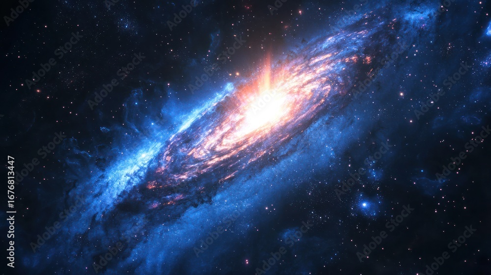 Fototapeta premium A bright quasar shining at the edge of the universe