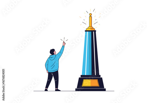 Achieving personal goals a victorious moment of triumph capturing peak success through dedicated effort