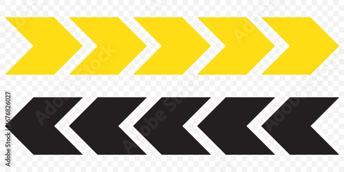 Navigation Chevron Arrows – Black, Yellow on Transparent Background. EPS 10.