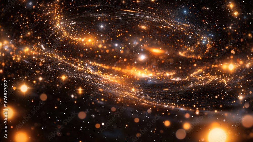 Naklejka premium A cosmic dreamscape with shimmering celestial bodies