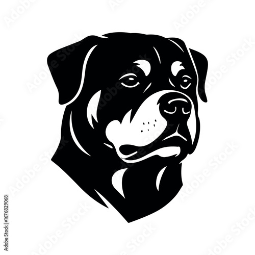 Black Rottweiler dog head vector illustration