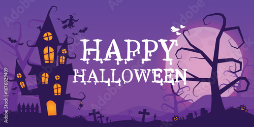 Happy halloween banner or party invitation background.