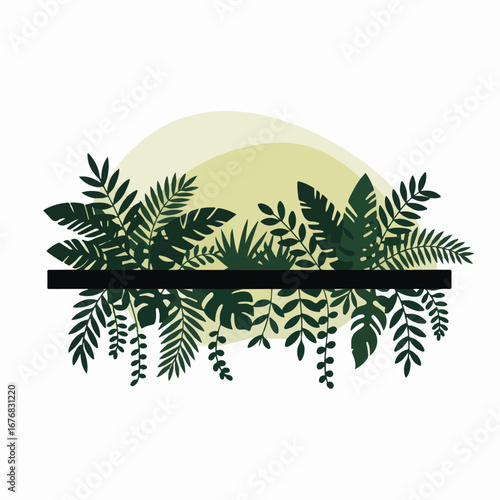 Green Leaves and Black Line