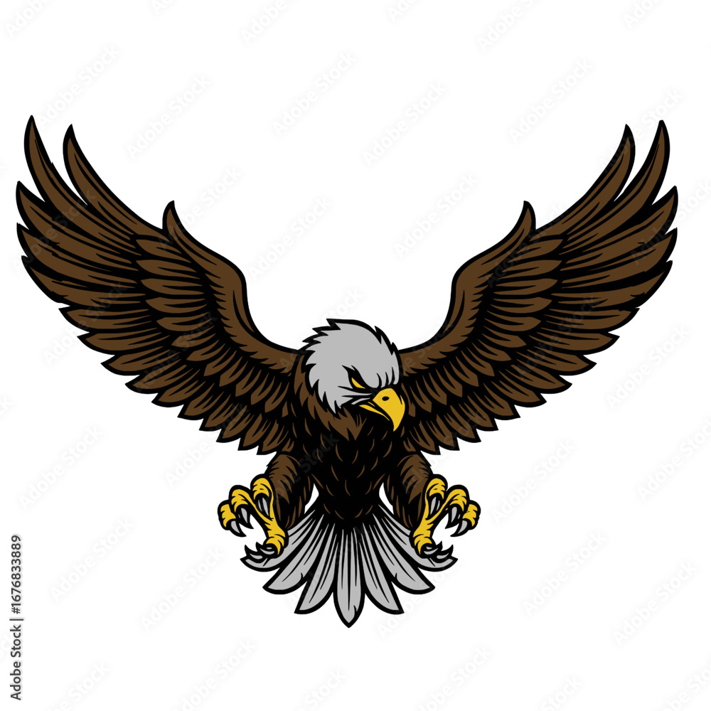 Obraz premium Flying Bald Eagle Attack Vector Illustration