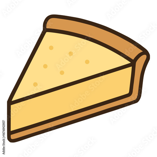 a slice of custard tart food flat color vector illustration template design