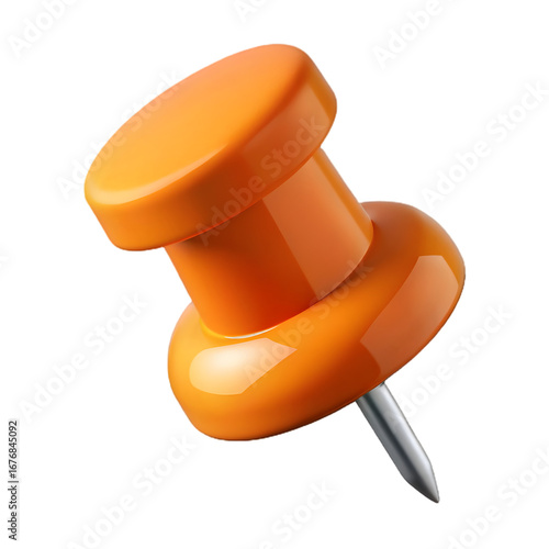 Orange Push Pin on Transparent Background thumbtack tack PNG file download
