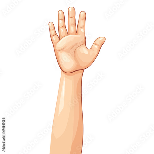 A detailed cartoon-style illustration of a hand raised with an open palm. This image can be used on websites or blogs for topics related to questions, greetings, farewells, or affirmations.

