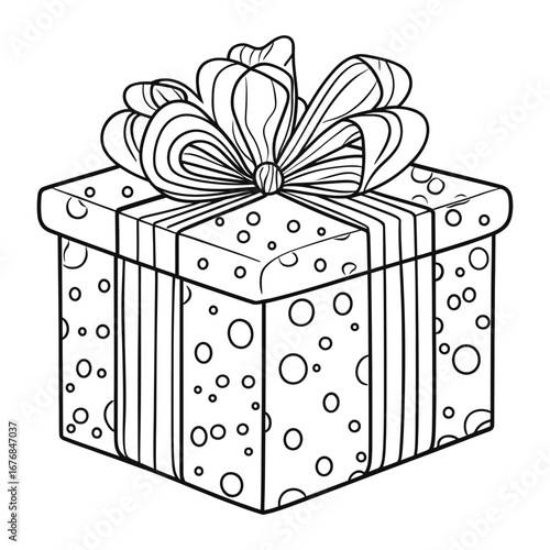 This line art illustration of a gift box is perfect for websites and blogs related to holidays, celebrations, or creative projects like coloring pages.

