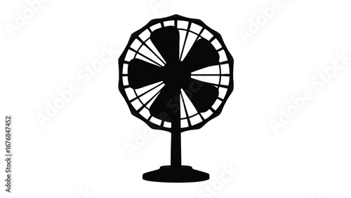 Black silhouette of a desk fan on a white background 2