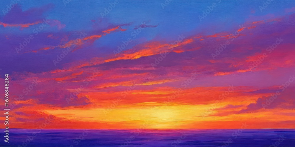 Obraz premium Beautiful summer sunset sky.