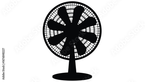 Black silhouette of a desk fan on white background 6