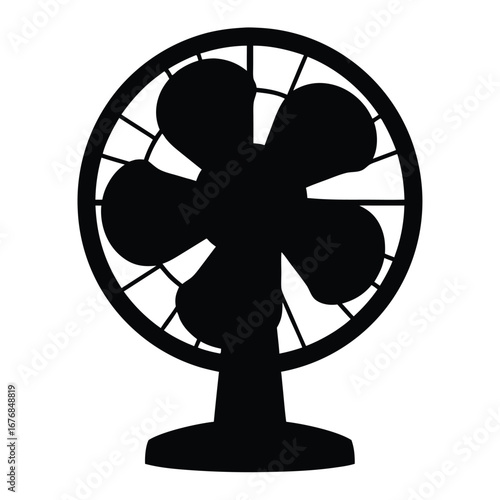 Black silhouette of a desk fan on white background 10