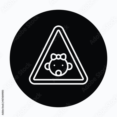 Danger For Kids Sign Vector Icon, Isolated Vector Circular Style Icon,