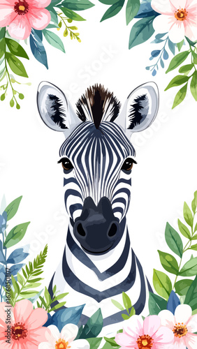 Close Up Portrait of a Zebra Head.