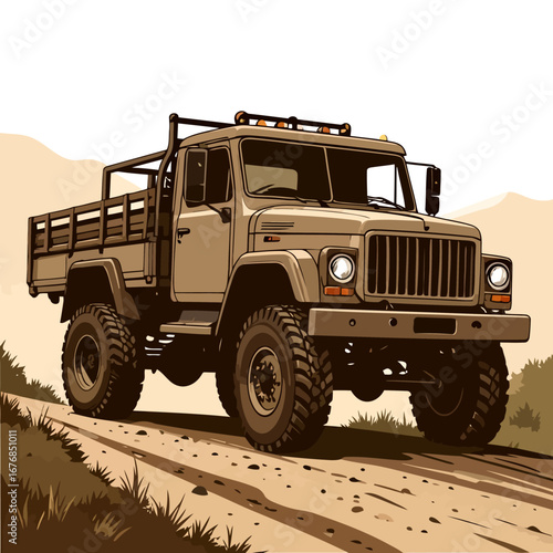 Vector illustration of a classic heavy duty off road truck.