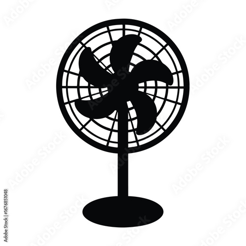 Black silhouette of a pedestal fan electric fan cooling 5