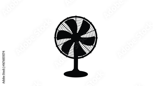 Black silhouette of a pedestal fan electric fan cooling 4