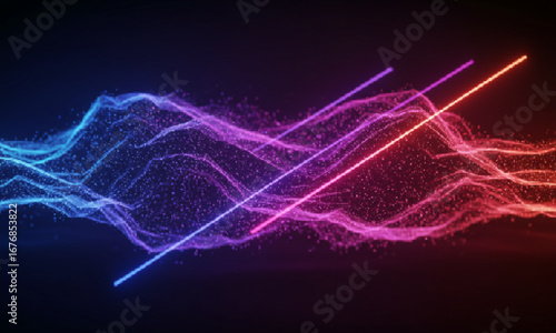 Futuristic digital wallpaper featuring soft glowing waves and sharp neon lines. Energetic and mystical atmosphere inspired by spiritual energy fields