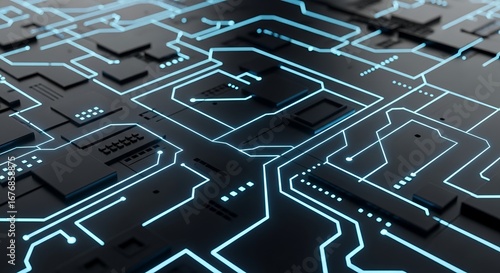 Abstract Glowing Circuit Board Technology Background.