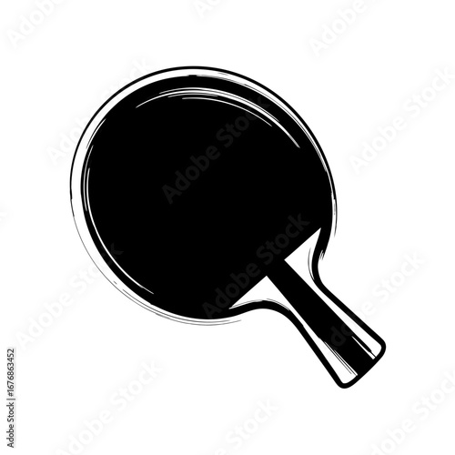 Ping pong bat illustration on white background, paddle racket. Ping pong setup features modern design. Use ping pong for sports-themed creative projects and athletic promotions.