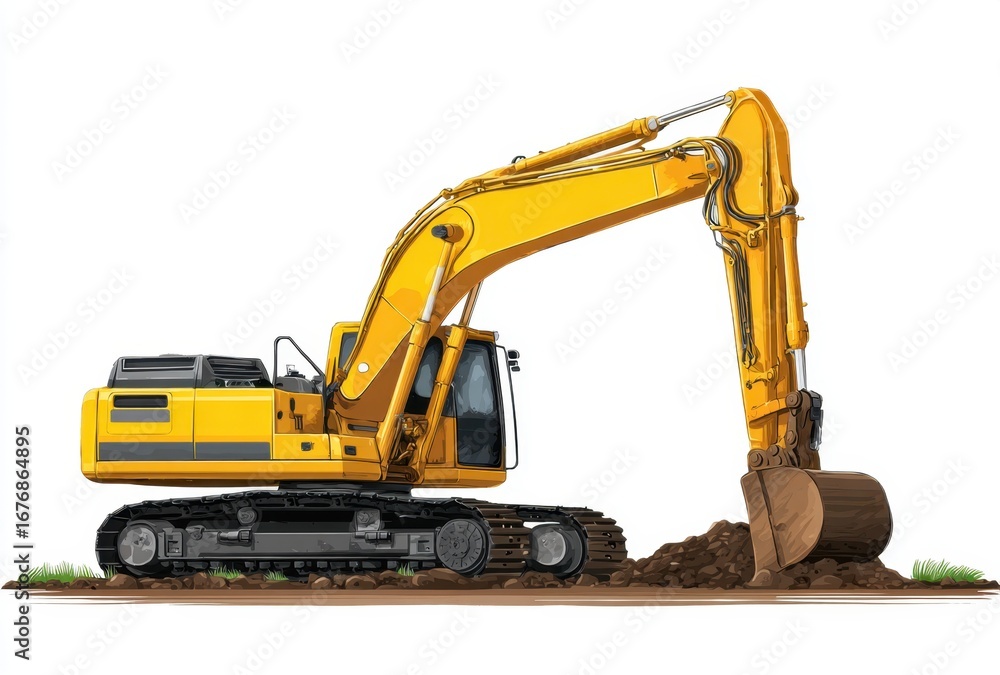 Construction Excavator Digging Soil in a Construction Site with Heavy Machinery Construction Excavator Digging Soil in a Construction Site with Heavy Machinery