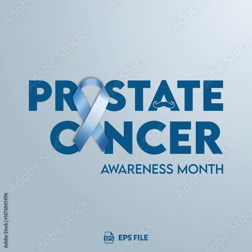 Prostate Cancer Awareness Month - Blue Ribbon - Typography