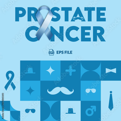 Prostate Cancer Awareness Month - Blue Ribbon - 3 shade design
