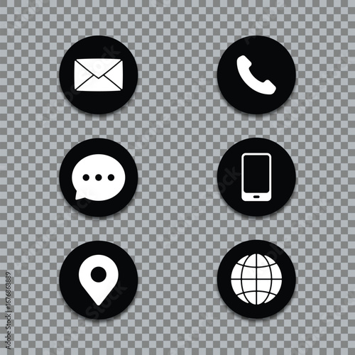 Contact us circle set isolated on transparent background