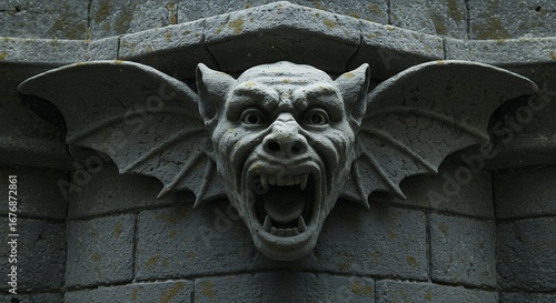 Obraz na płótnie Intricate stone gargoyle head design element