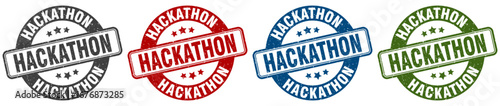hackathon stamp. hackathon round stamp set isolated on white background