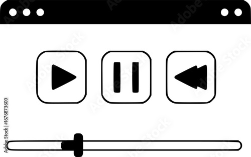 Webinar replay controls outline icon vector Silhouette illustration isolated on white background
