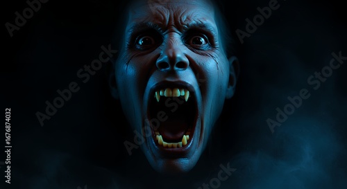 Scary face dramatic lighting horror theme image