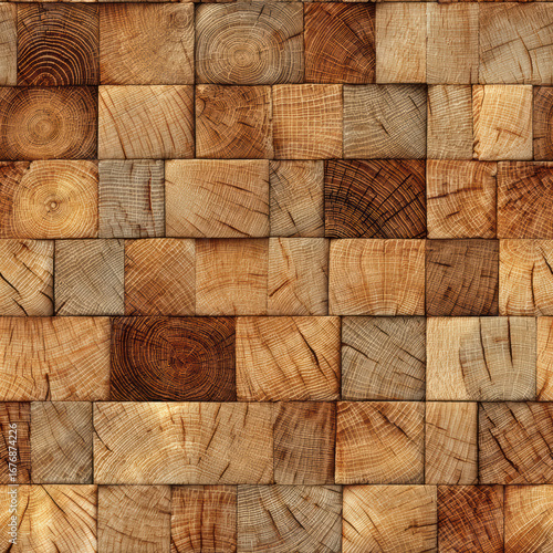 End‑grain maple butcher block texture – square mosaic of wood