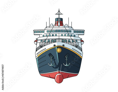 Front icon of a liner. An illustration of a ship. A high-quality graphic design icon. Part of a collection of signs and symbols for websites.