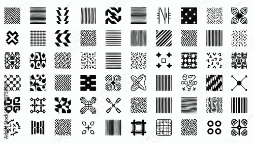 Collection of Black and White Abstract Geometric Patterns