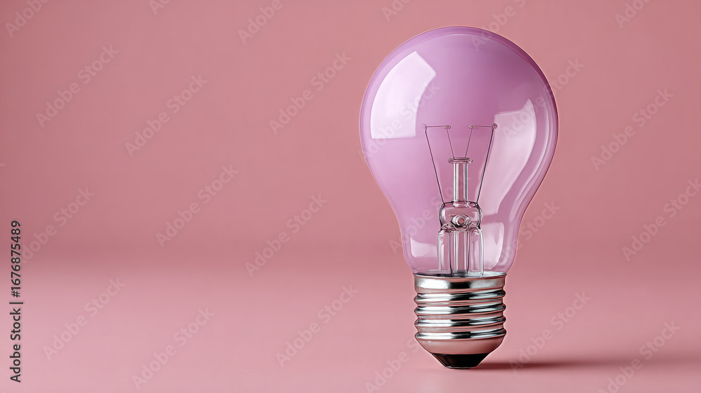 Pink lightbulb on a smooth pastel background. Pink lightbulb on a smooth pastel background.