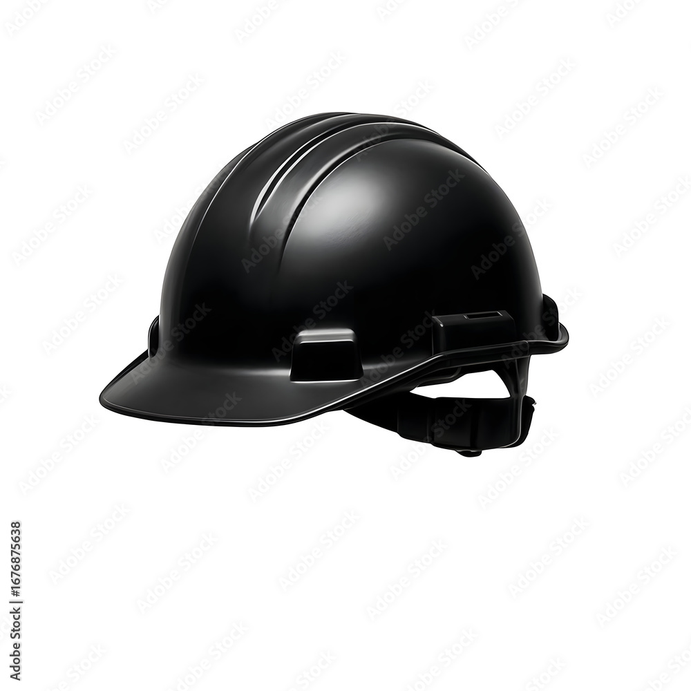 Fototapeta premium Black Safety Helmet Isolated on White Background