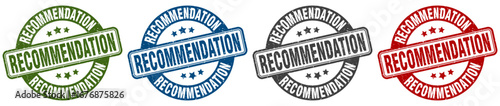 recommendation stamp. recommendation round stamp set isolated on white background