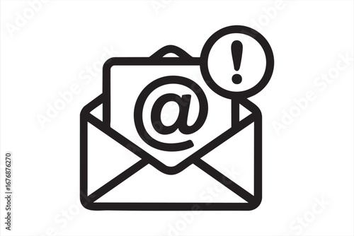 Notification mail icon set email warning outline vector design