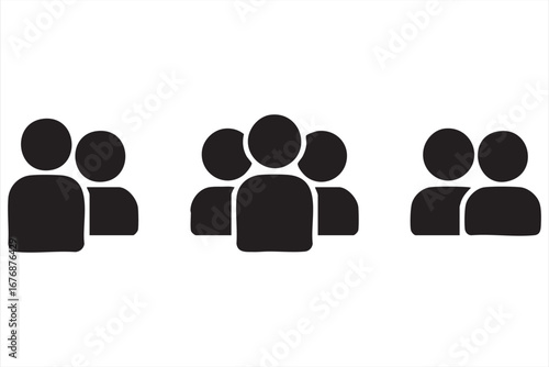 User profile icons pack group members black vector illustration