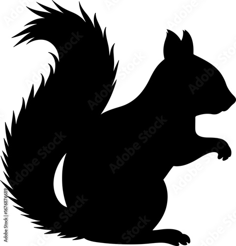 Squirrel Icon.simple flat squirrel icon silhouette vector.this is forest wild animal running standing and jumping vector squirrel.Vector squirrel silhouette view side for retro logo. 