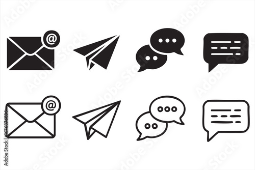 Modern communication icons set email and conversation vector