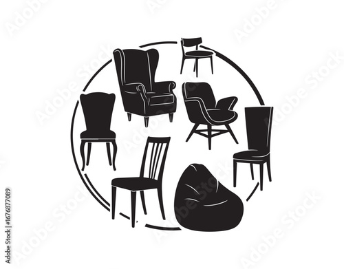 Silhouette logo furniture chairs designed for home decor